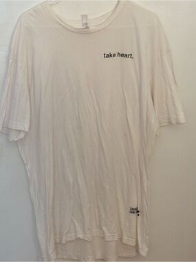 Next Level Apparel White Tee with Black 'take heart.' Print